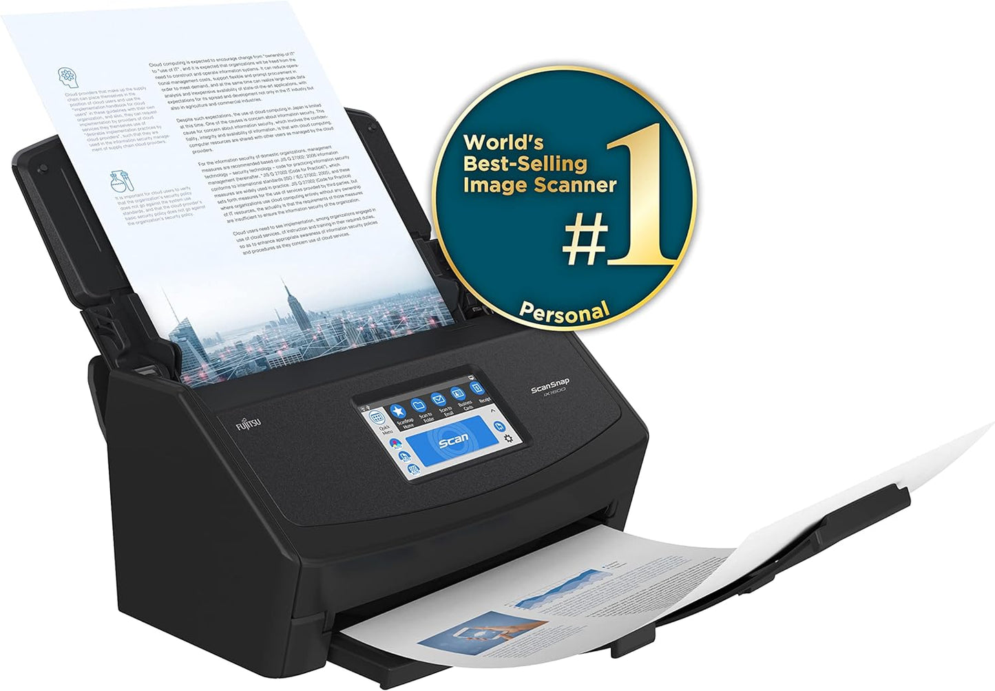 ScanSnap iX1600 Wireless or USB High-Speed Cloud Enabled Document, Photo & Receipt Scanner